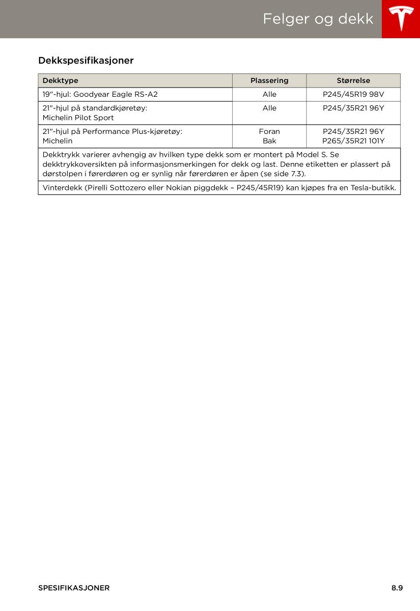 Tesla S bruksanvisningen / page 131
