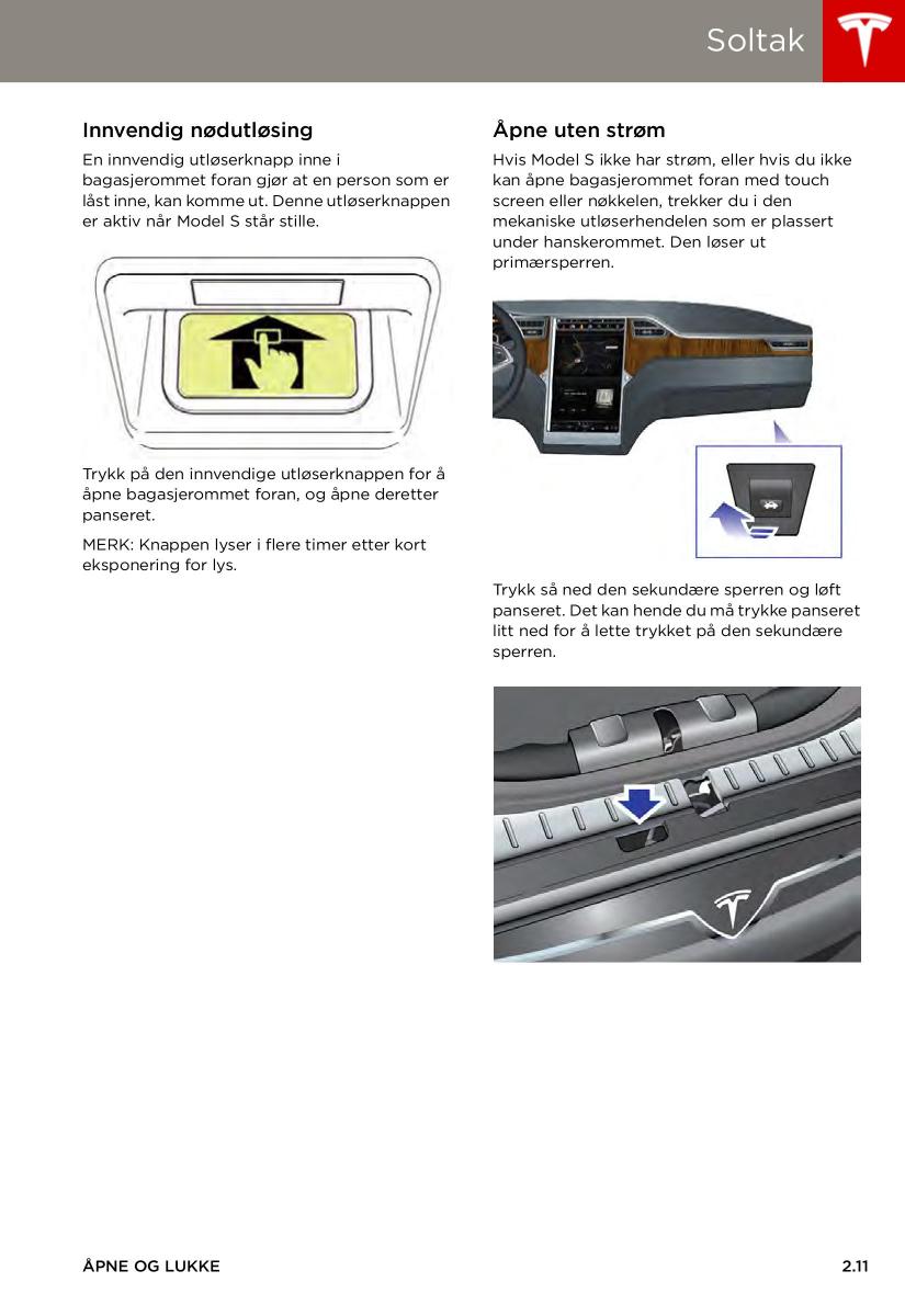 Tesla S bruksanvisningen / page 19