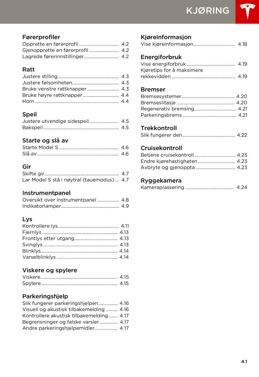 Tesla S bruksanvisningen / page 41