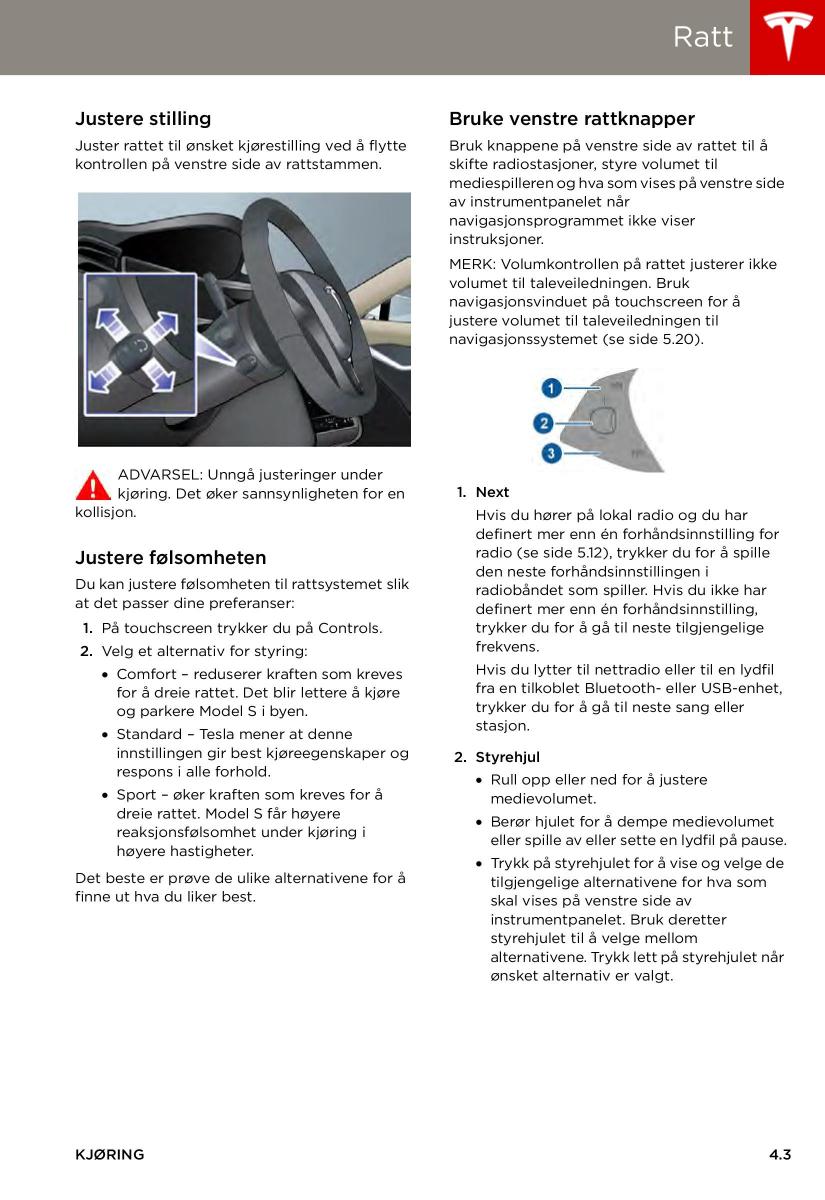 Tesla S bruksanvisningen / page 43