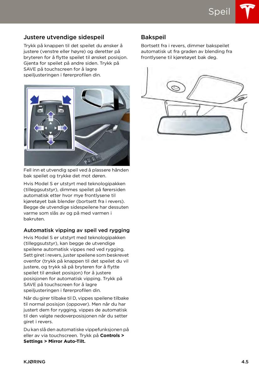 Tesla S bruksanvisningen / page 45