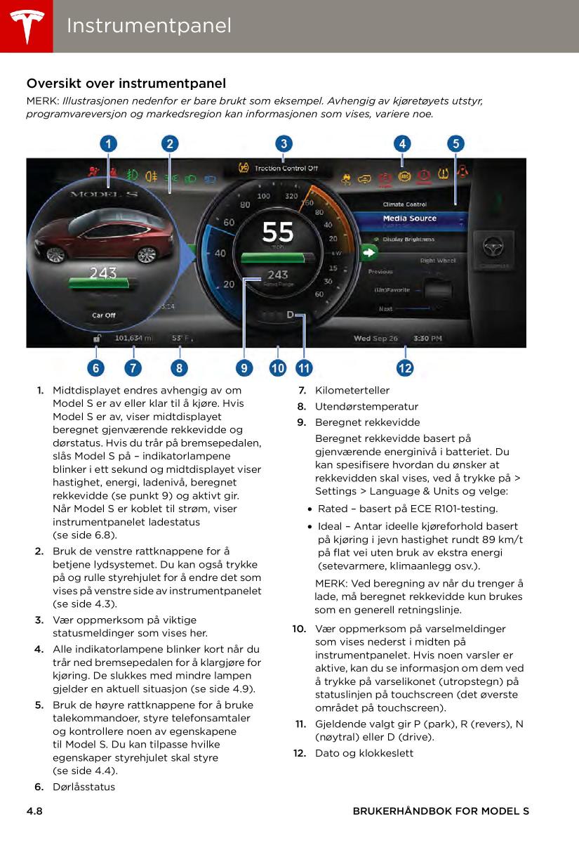 Tesla S bruksanvisningen / page 48