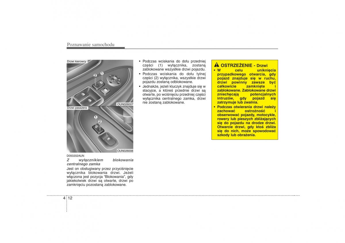 KIA Carens II 2 instrukcja obslugi / page 107