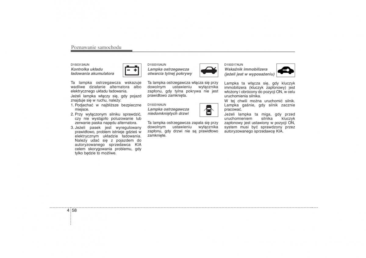 KIA Carens II 2 instrukcja obslugi / page 153