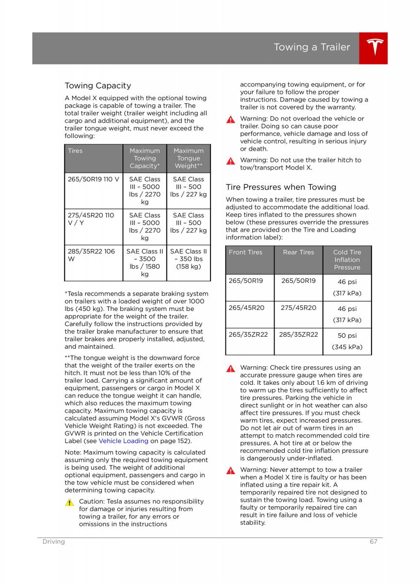 Tesla X owners manual / page 67