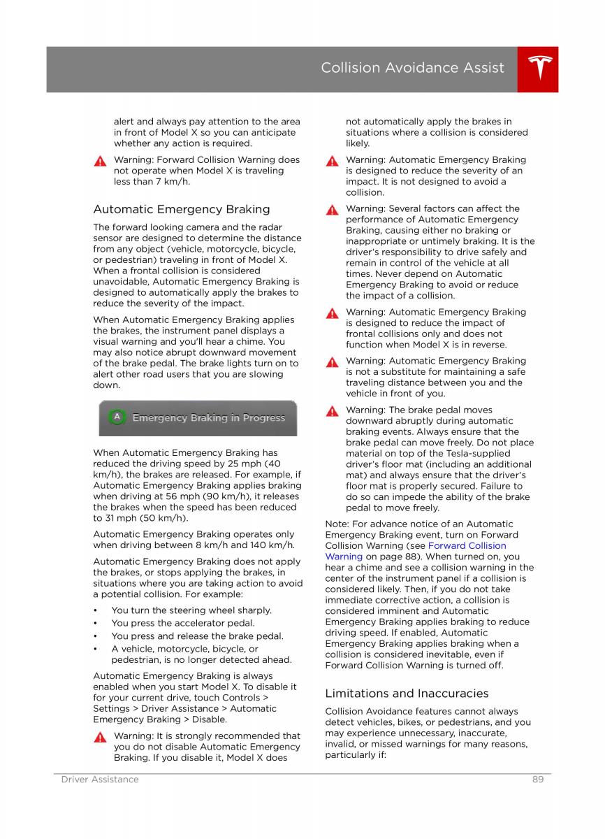 manual Tesla X Tesla X owners manual / page 89