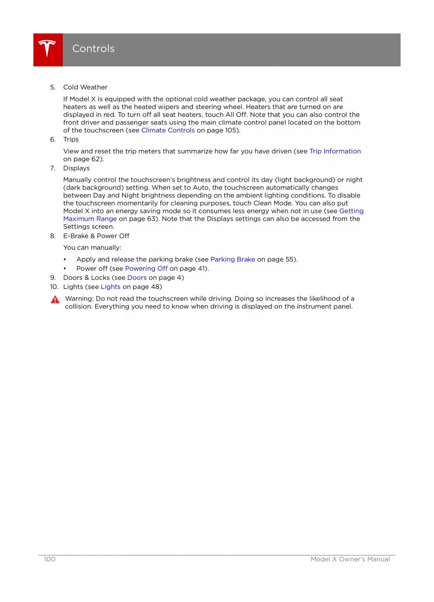 Tesla X owners manual / page 100