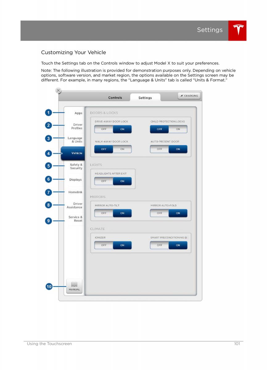 Tesla X owners manual / page 101