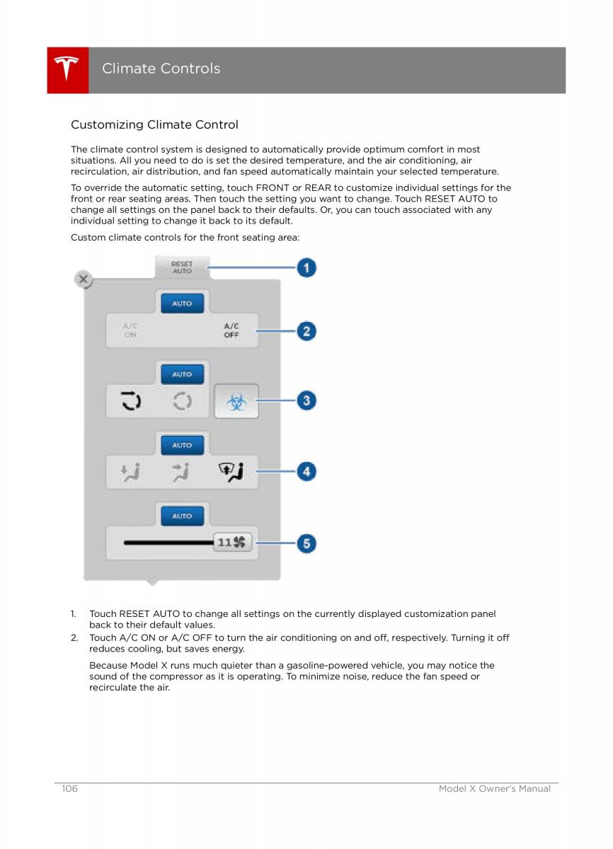 Tesla X owners manual / page 106