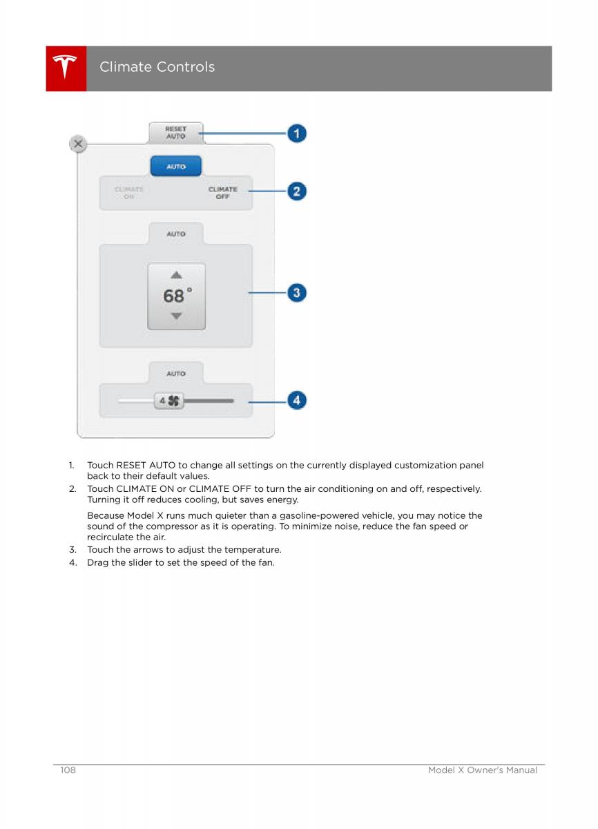 Tesla X owners manual / page 108