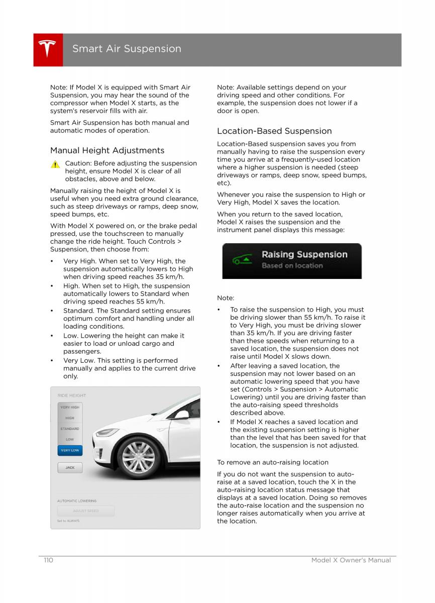 Tesla X owners manual / page 110