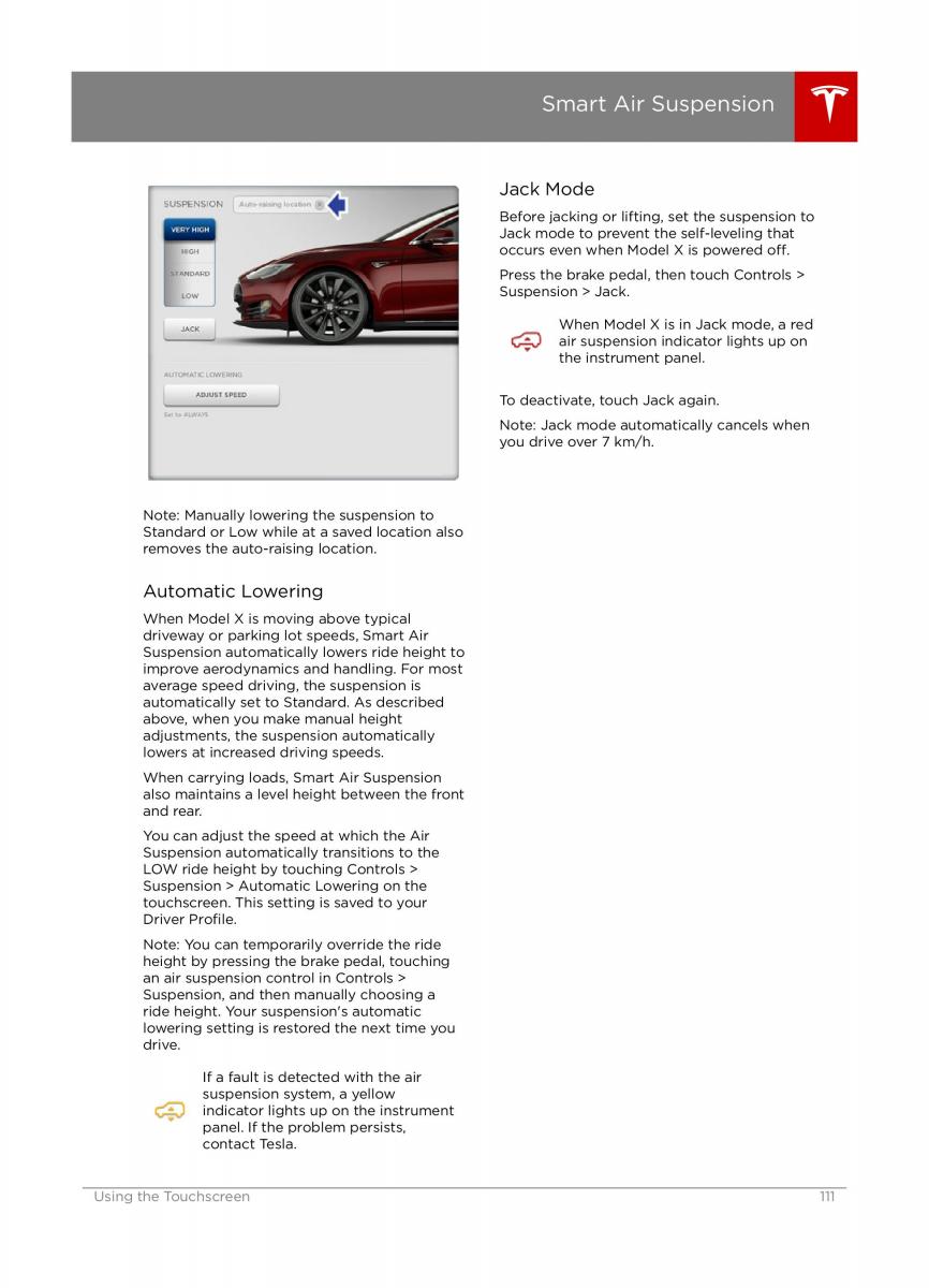 Tesla X owners manual / page 111