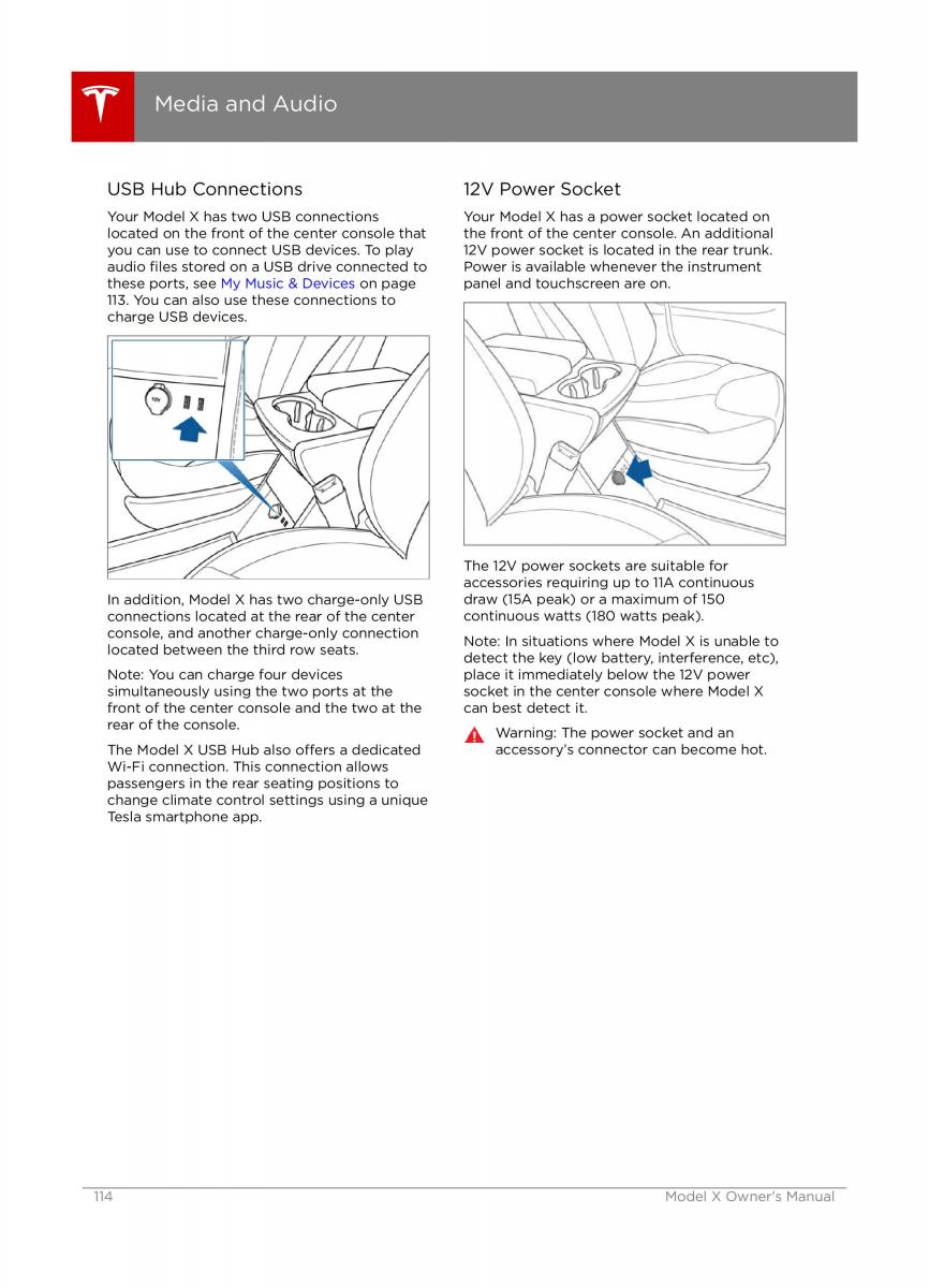 Tesla X owners manual / page 114