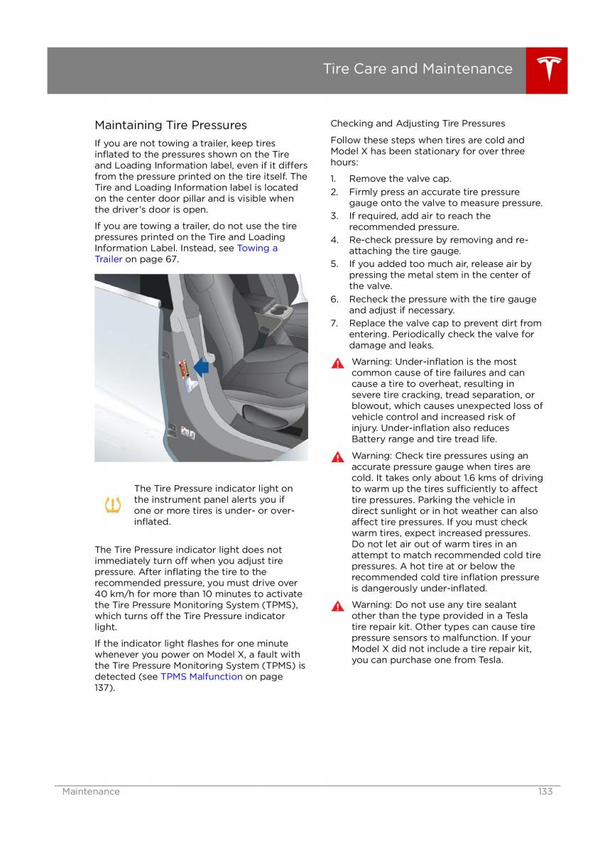 Tesla X owners manual / page 133