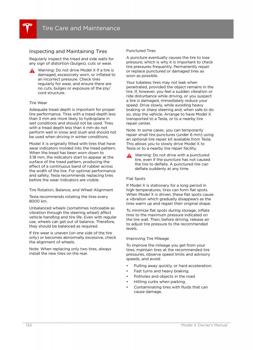 Tesla X owners manual / page 134