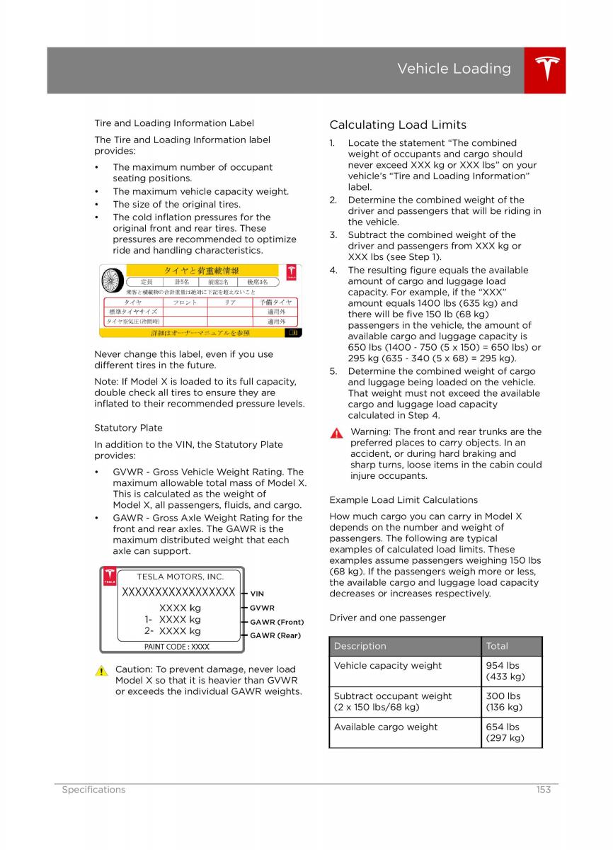 Tesla X owners manual / page 153