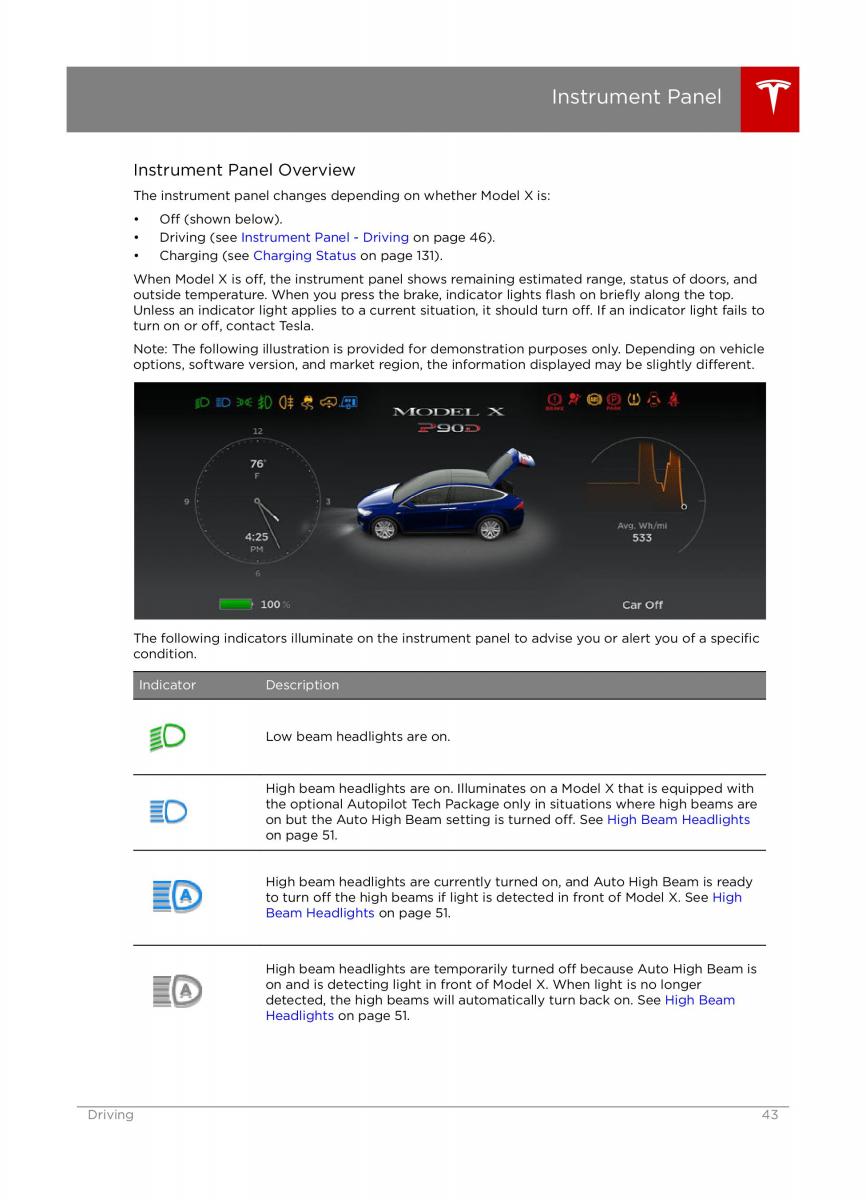 Tesla X owners manual / page 43