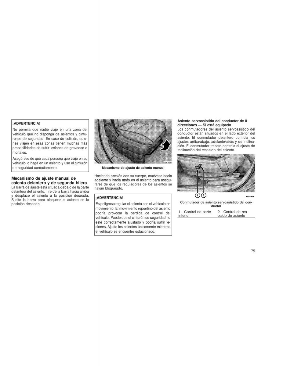 Chrysler Voyager V 5 Town and Country Lancia Voyager manual del propietario / page 78