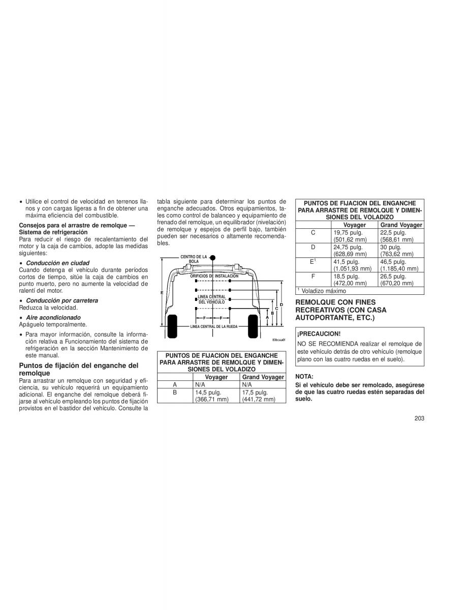 Chrysler Voyager V 5 Town and Country Lancia Voyager manual del propietario / page 206