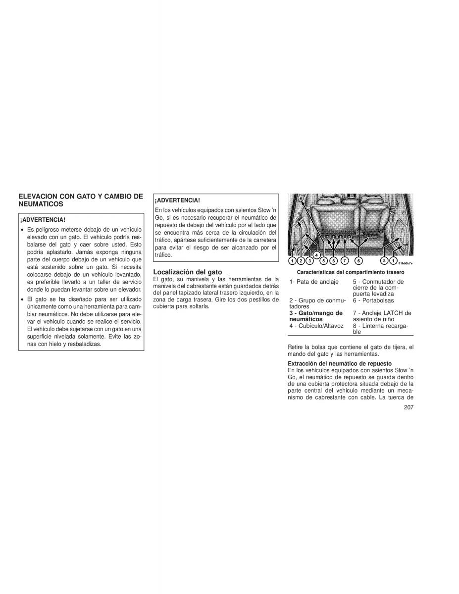 Chrysler Voyager V 5 Town and Country Lancia Voyager manual del propietario / page 210