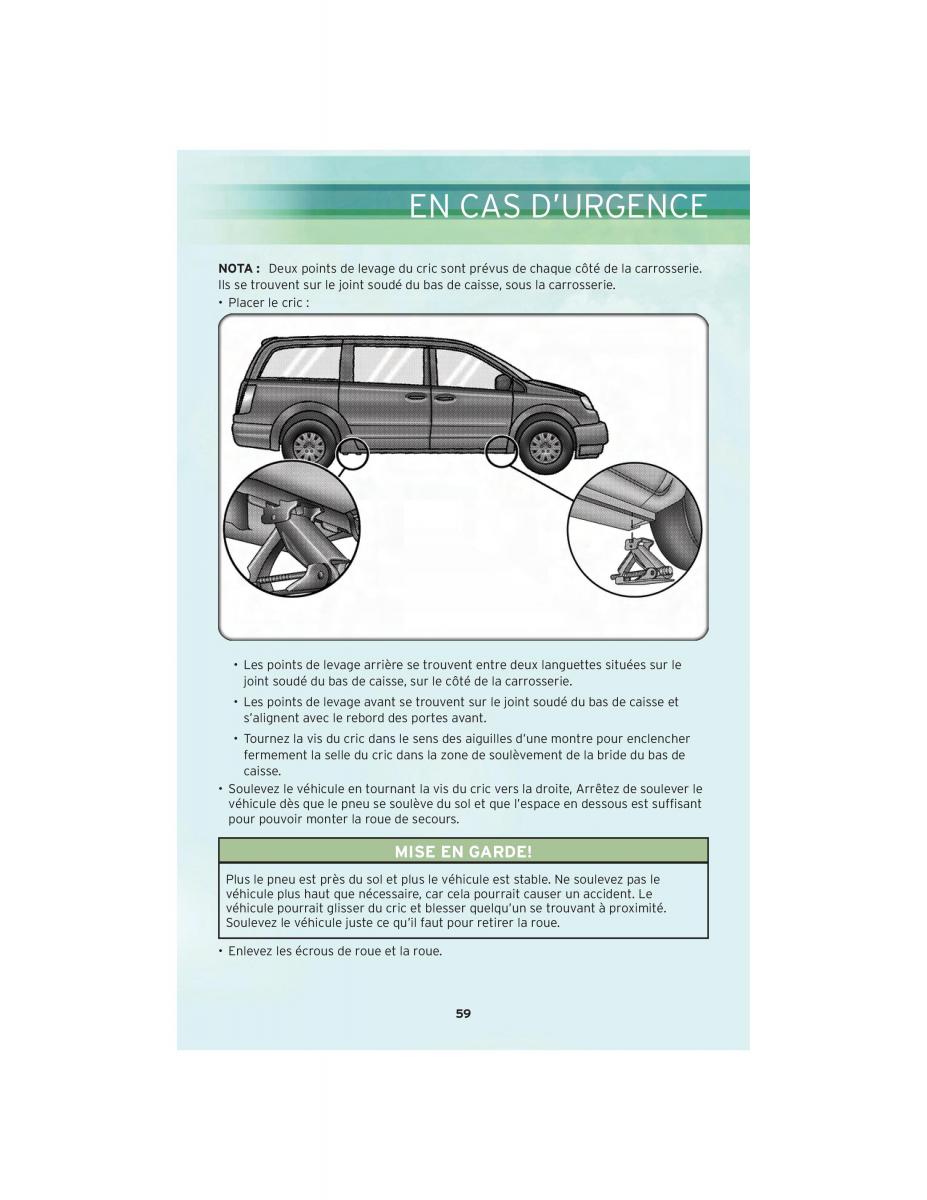 Chrysler Voyager V 5 Town and Country Lancia Voyager manuel du proprietaire / page 61