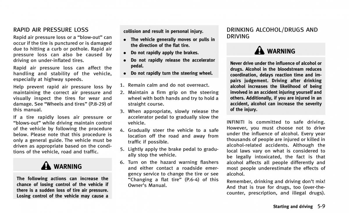 Infiniti Q50 owners manual / page 180