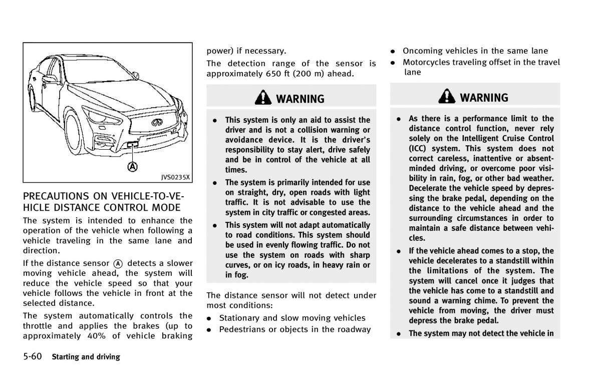 Infiniti Q50 owners manual / page 231