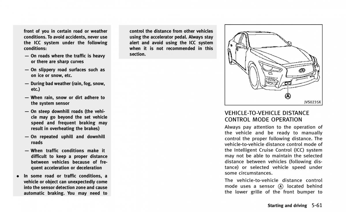 Infiniti Q50 owners manual / page 232