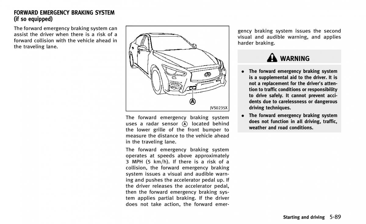 Infiniti Q50 owners manual / page 260