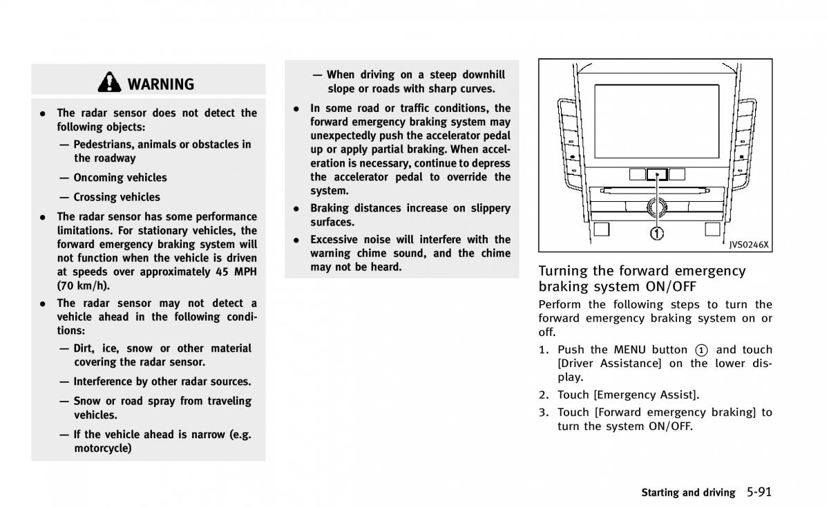 Infiniti Q50 owners manual / page 262