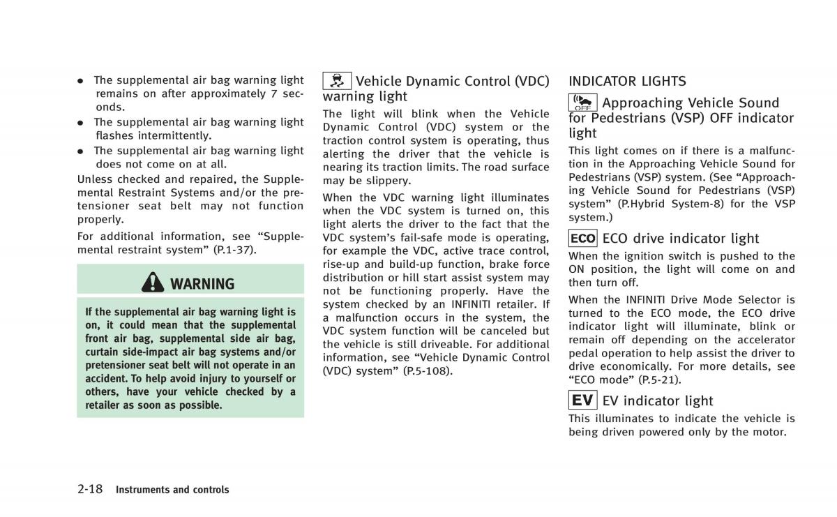 Infiniti Q50 Hybrid owners manual / page 101