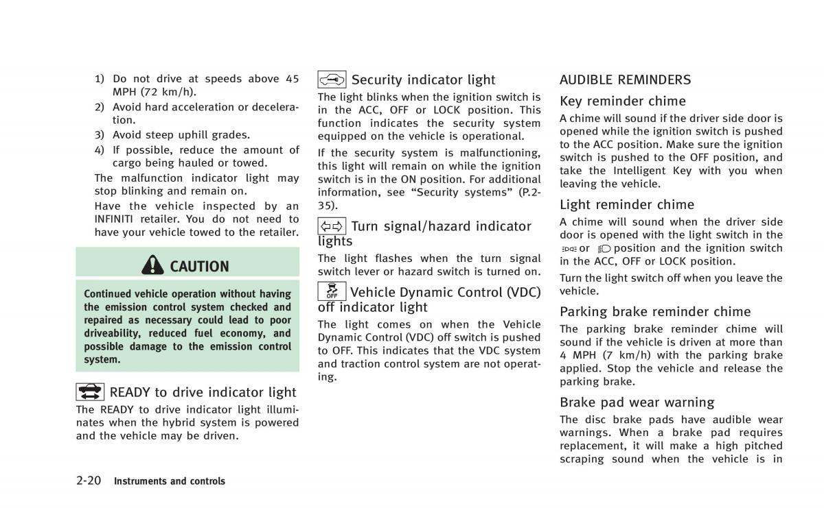 Infiniti Q50 Hybrid owners manual / page 103