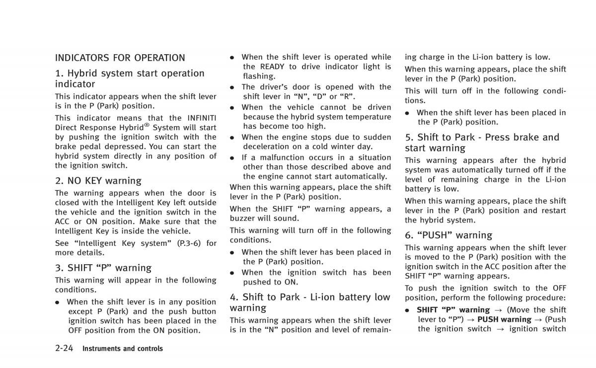 Infiniti Q50 Hybrid owners manual / page 107