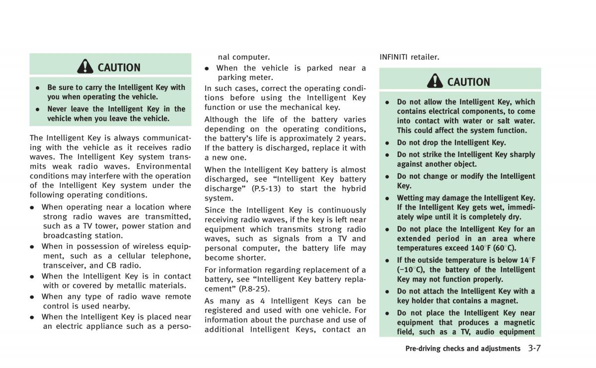 Infiniti Q50 Hybrid owners manual / page 156