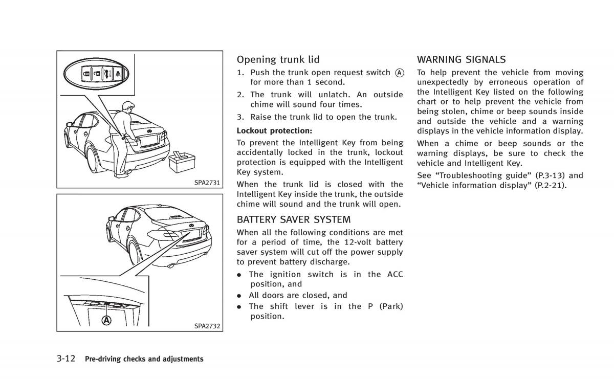 Infiniti Q50 Hybrid owners manual / page 161