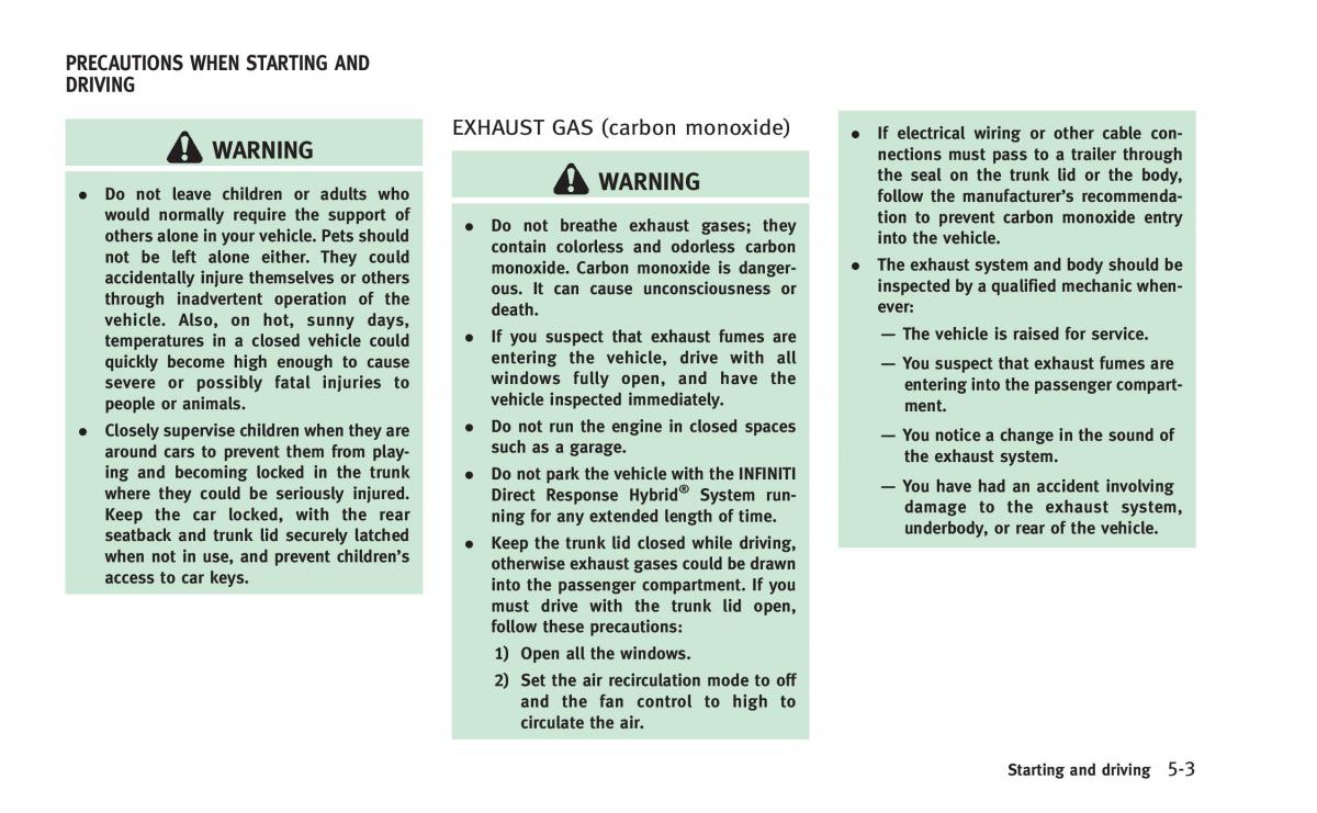 Infiniti Q50 Hybrid owners manual / page 188