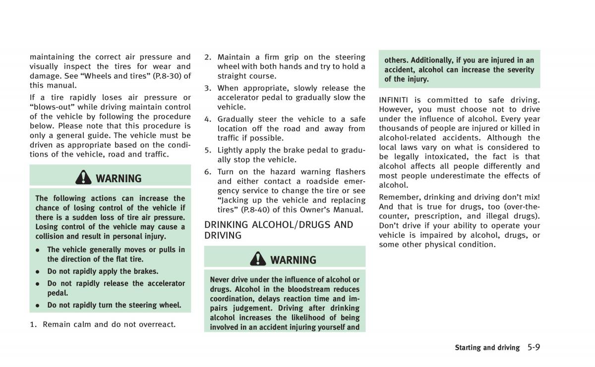 Infiniti Q50 Hybrid owners manual / page 194