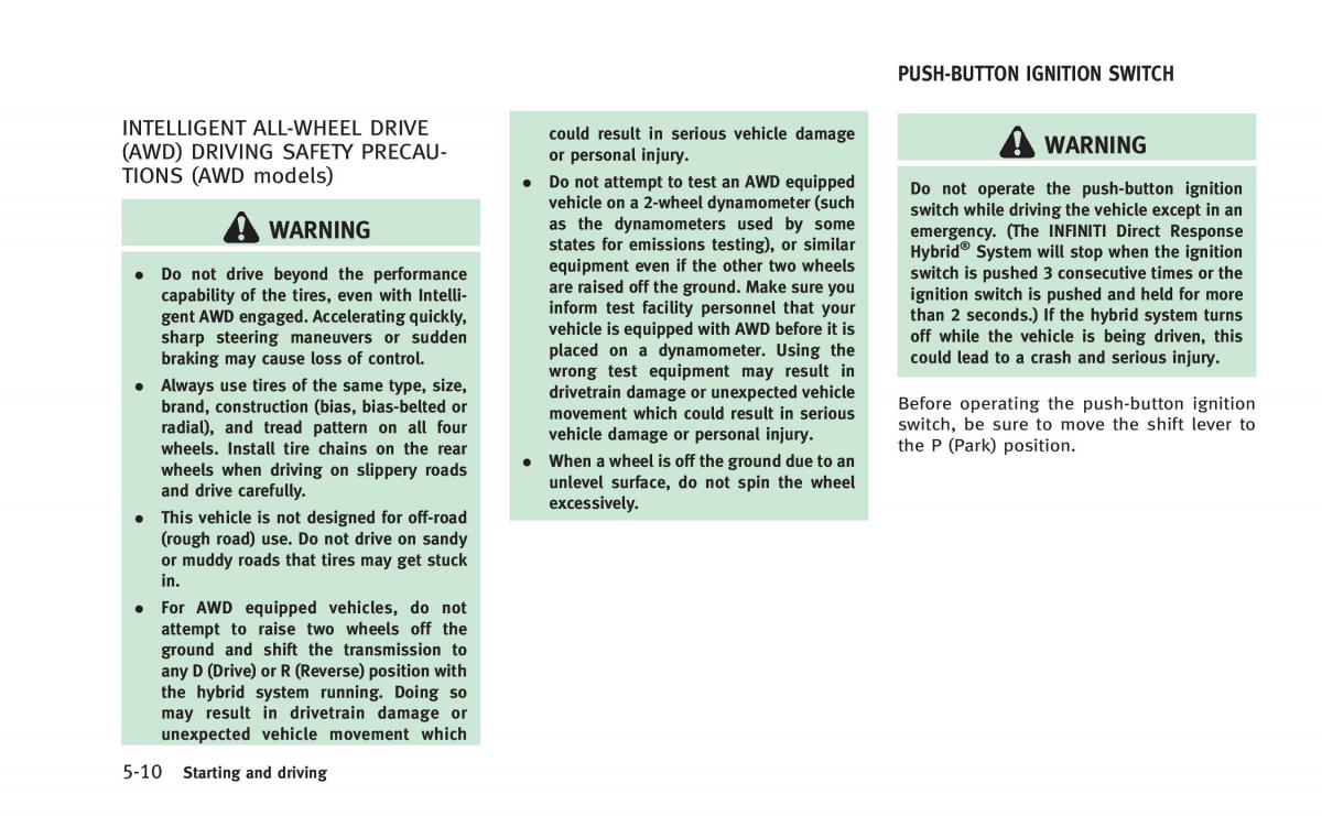 Infiniti Q50 Hybrid owners manual / page 195