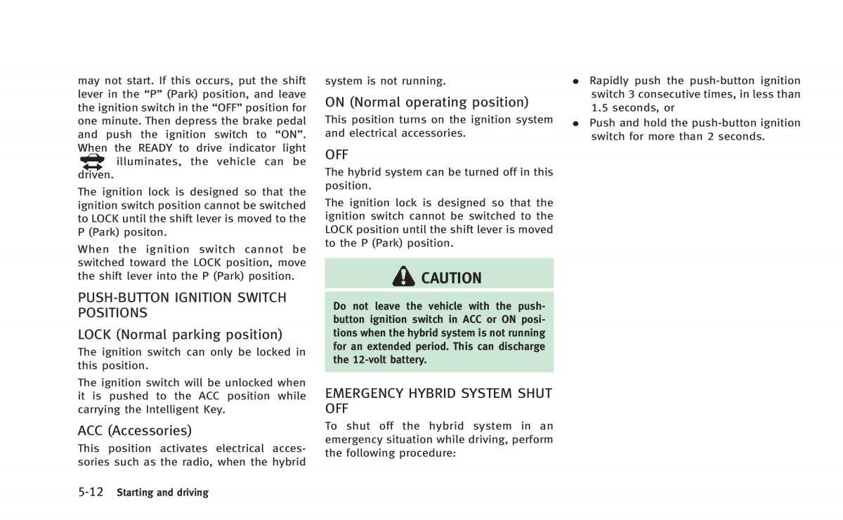 Infiniti Q50 Hybrid owners manual / page 197