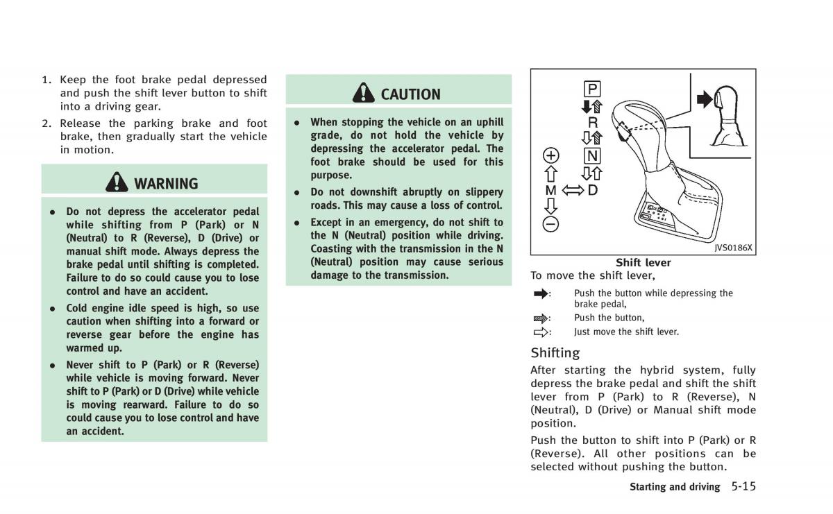 Infiniti Q50 Hybrid owners manual / page 200