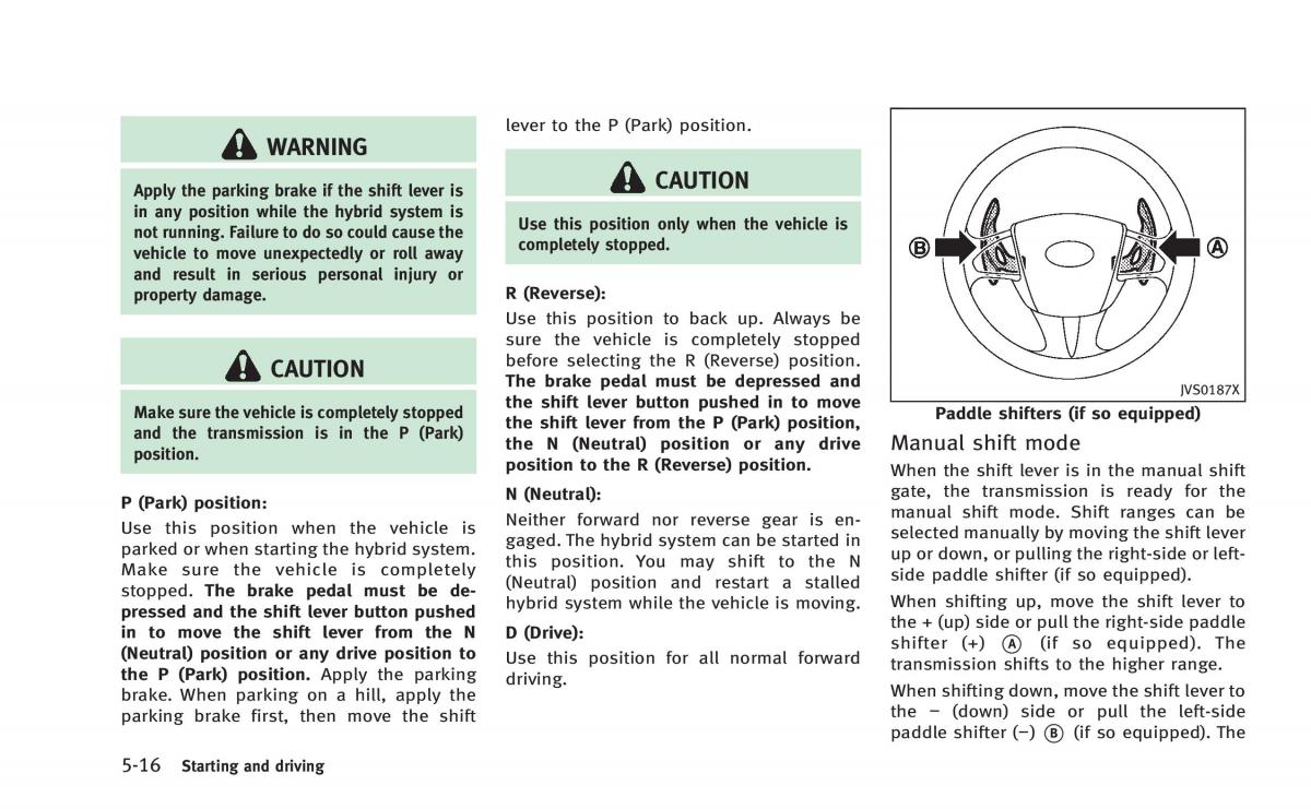 Infiniti Q50 Hybrid owners manual / page 201