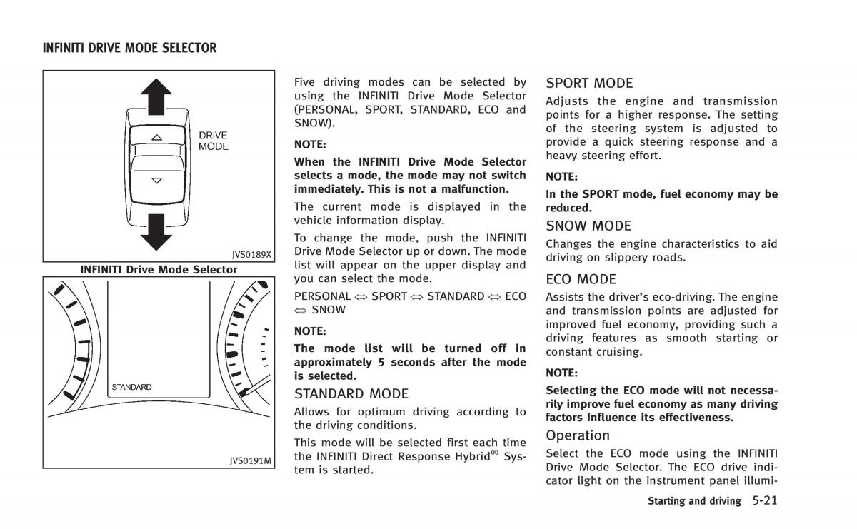 Infiniti Q50 Hybrid owners manual / page 206