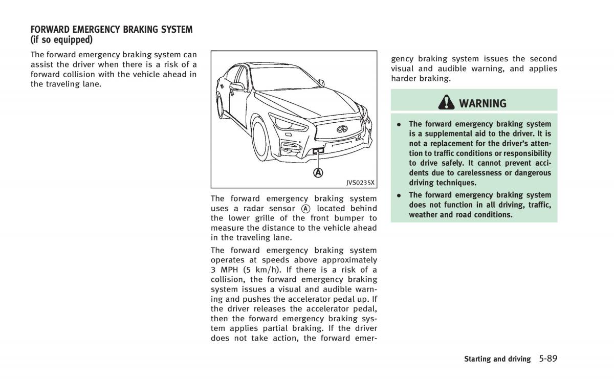 Infiniti Q50 Hybrid owners manual / page 274