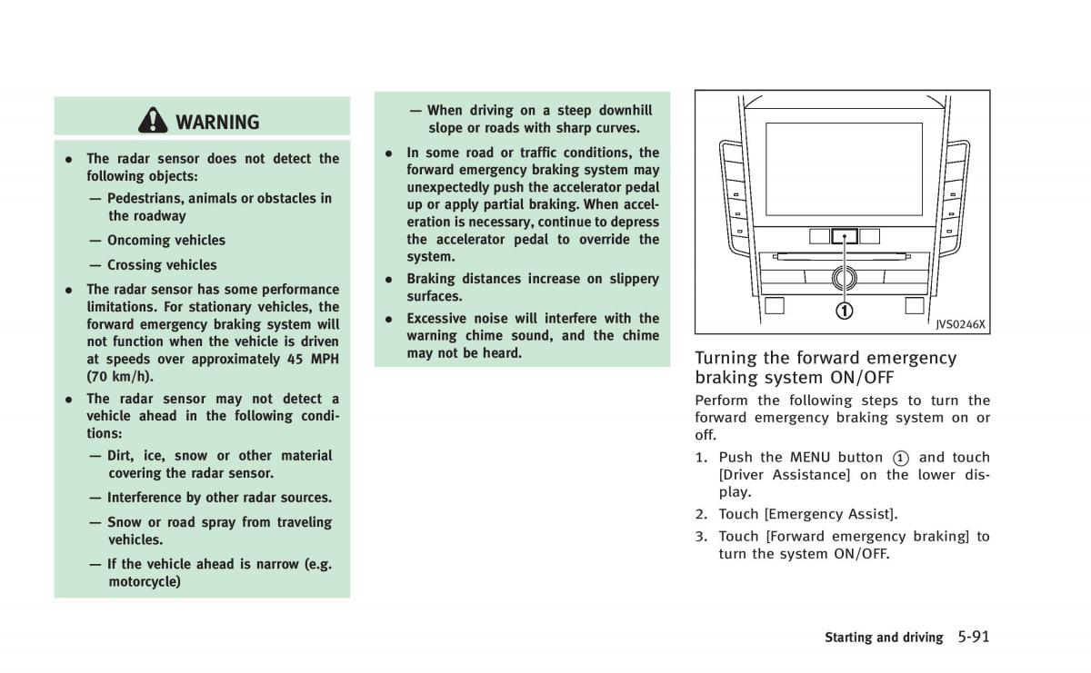 Infiniti Q50 Hybrid owners manual / page 276