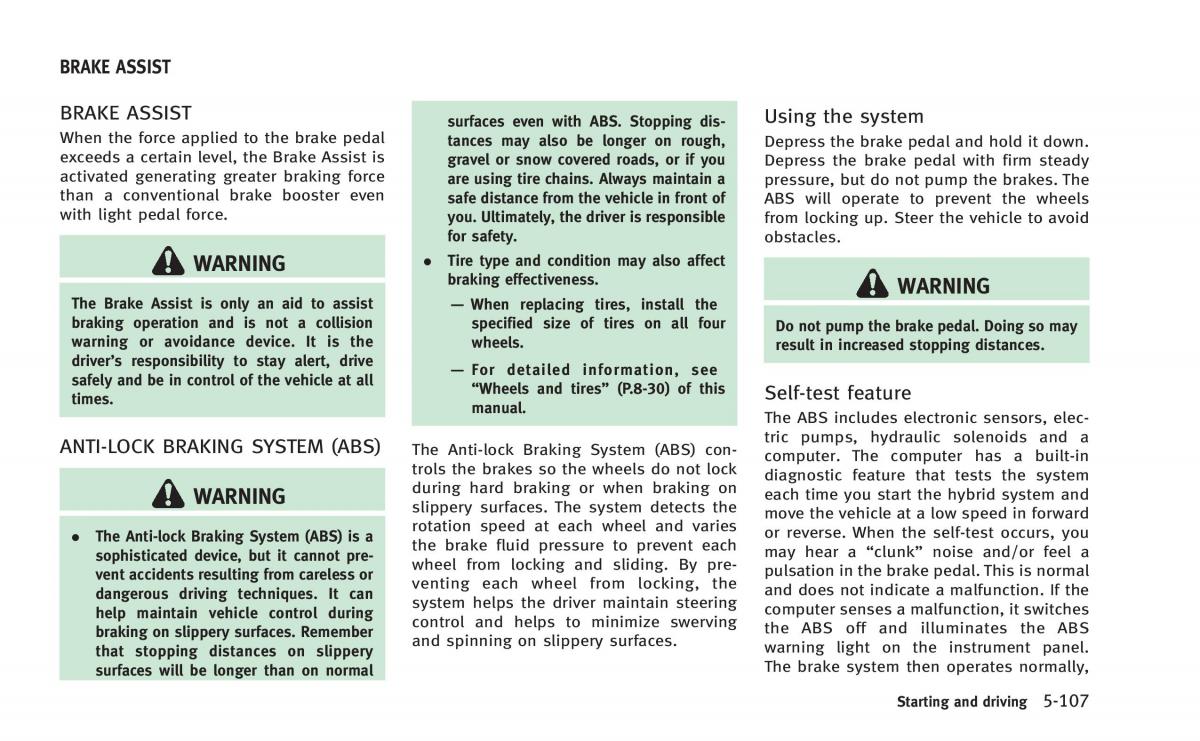 Infiniti Q50 Hybrid owners manual / page 292