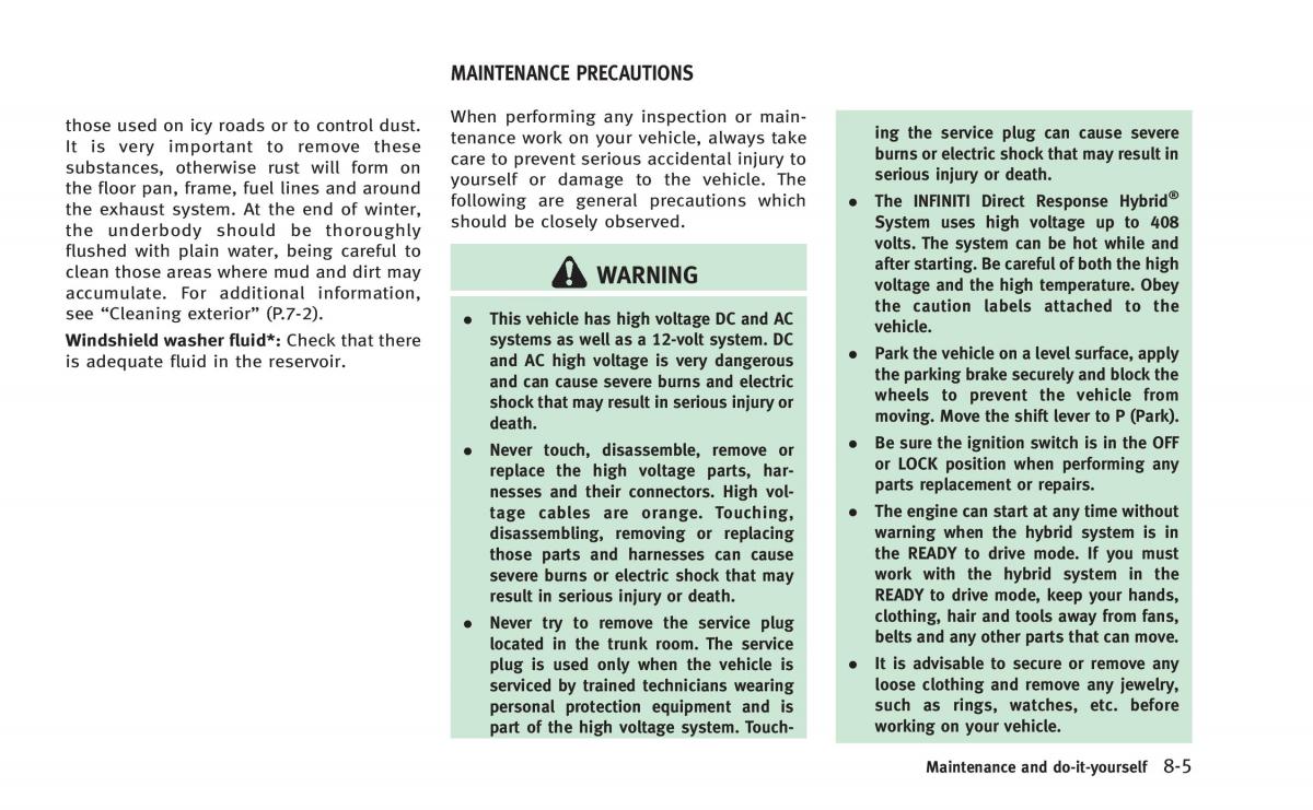 Infiniti Q50 Hybrid owners manual / page 328