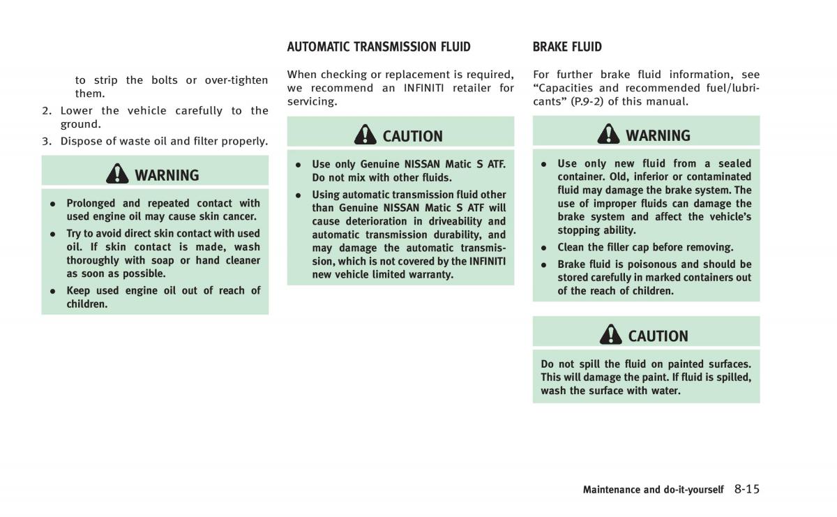 Infiniti Q50 Hybrid owners manual / page 338