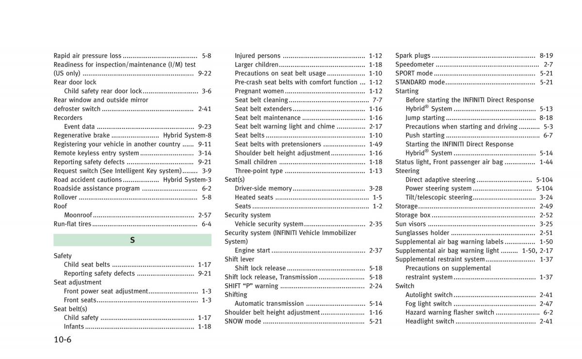 Infiniti Q50 Hybrid owners manual / page 397