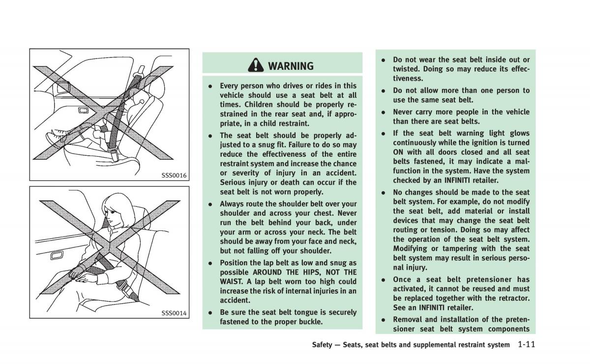 Infiniti Q50 Hybrid owners manual / page 42