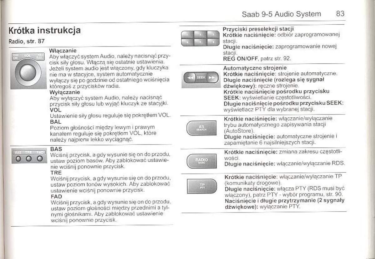 Saab 9 5 I 1 YS3E instrukcja obslugi / page 82